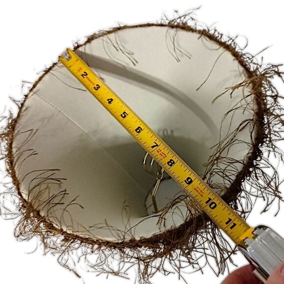 Tapestry Lamp Shade Corn Silk Fringe 9" Light Clip Bell Shaped Victorian Witchy. - Picture 3 of 16